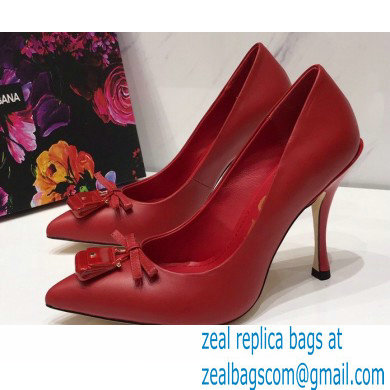 Dolce  &  Gabbana Thin Heel 10.5cm Leather Sicily Pumps Red 2021